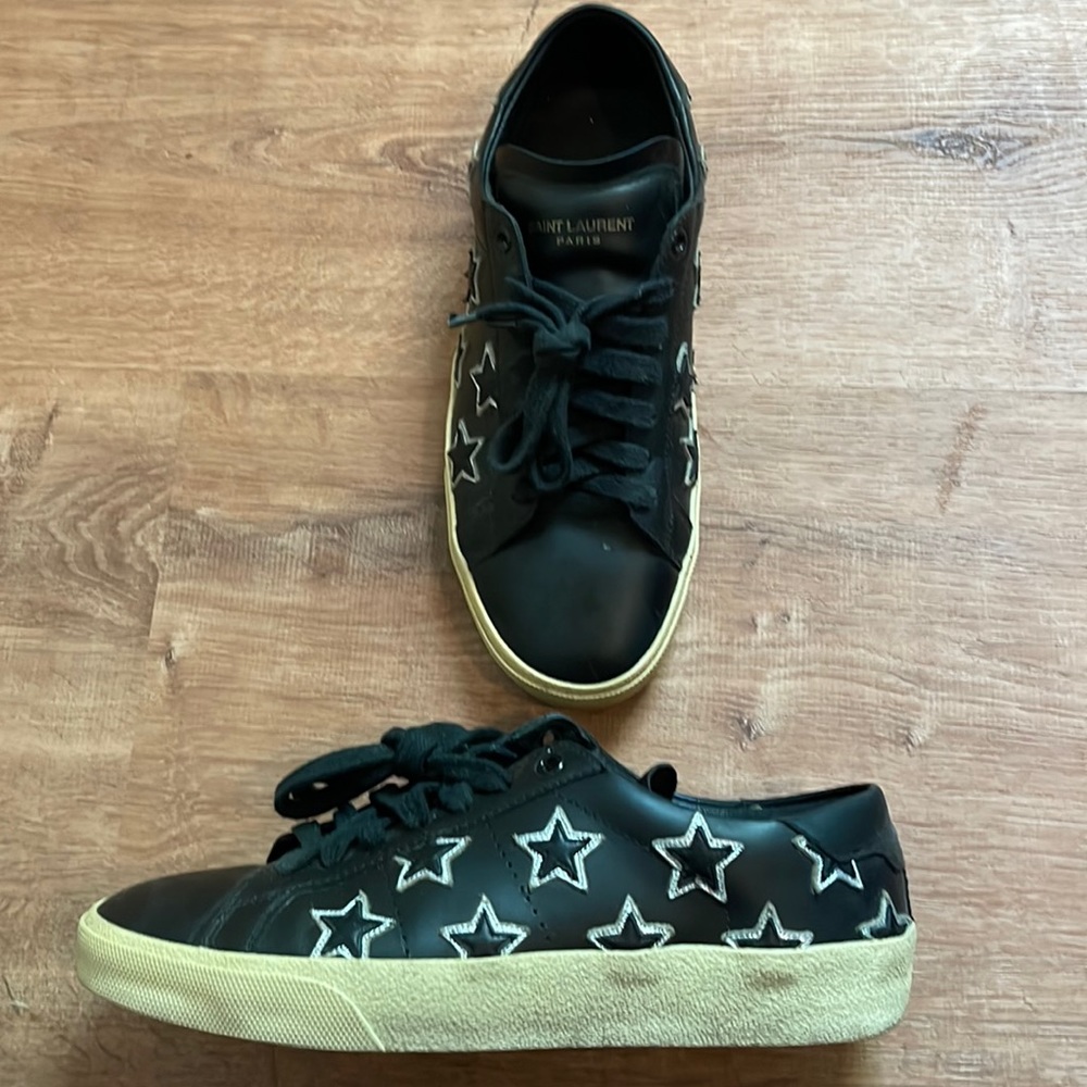 Saint Laurent Shoes size 8 1/2 with black and silver stars